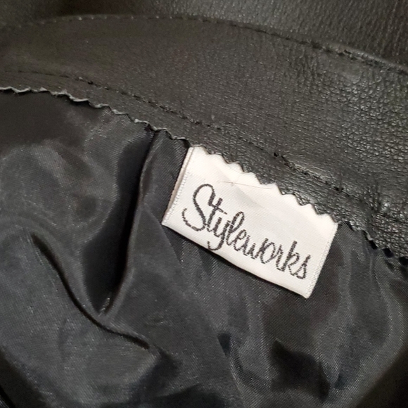 STYLEWORKS 100% black leather lined pants sz.8 pockets - Picture 5 of 13